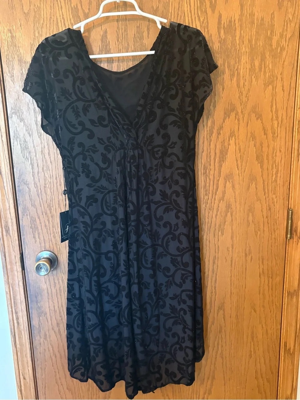 Forever 21 Black Flocked V-Neck Mini Dress